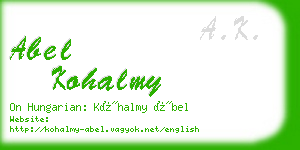 abel kohalmy business card